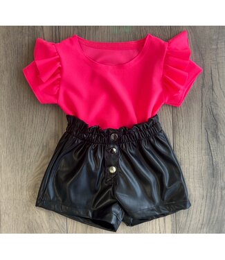 Draakjes en Boefjes Ruffle T-Shirt - Neon Roze