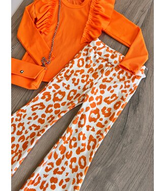 Draakjes en Boefjes Flared broek met leopard print - Oranje