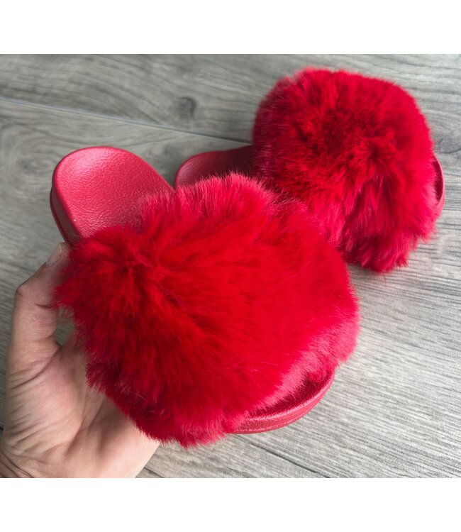 Furry Slippers - Rood