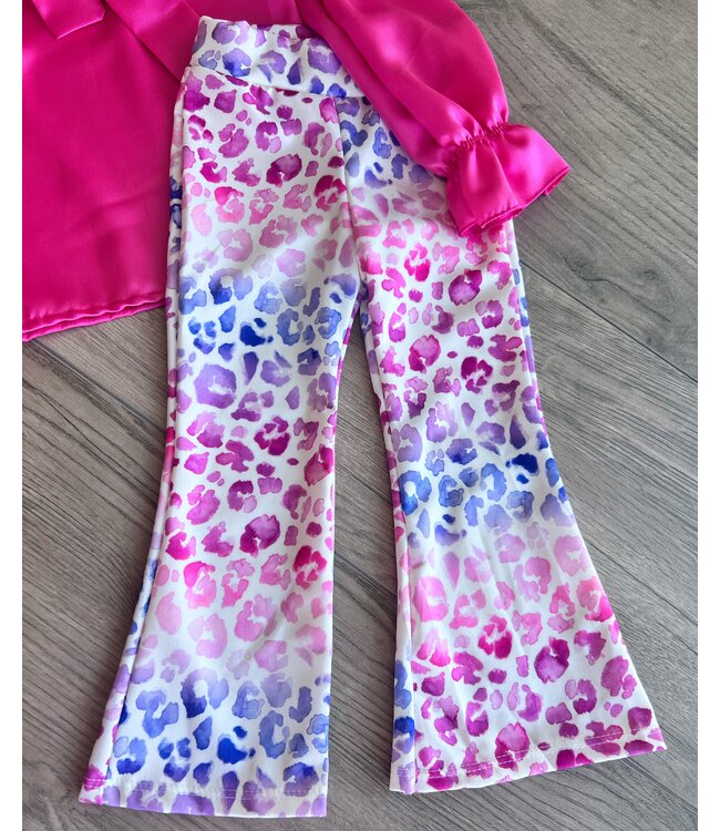 Draakjes en Boefjes   Flared broek met leopard print - Paars/Blauw/Roze