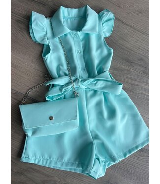 Basic Ruffle jumpsuit (met tasje) - Blauw