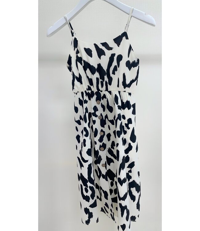 Leopard jurkje met knoopjes - Zwart/Wit