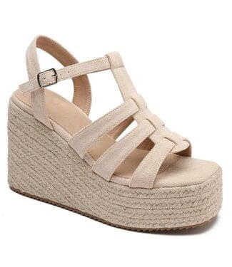 Sandalen met een sleehak - Beige