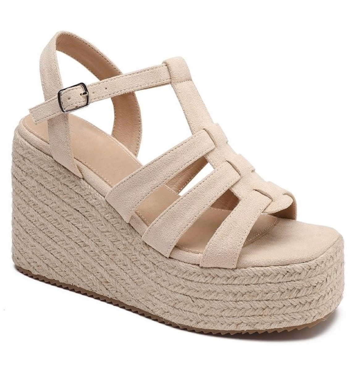 Sandalen met een sleehak Beige
