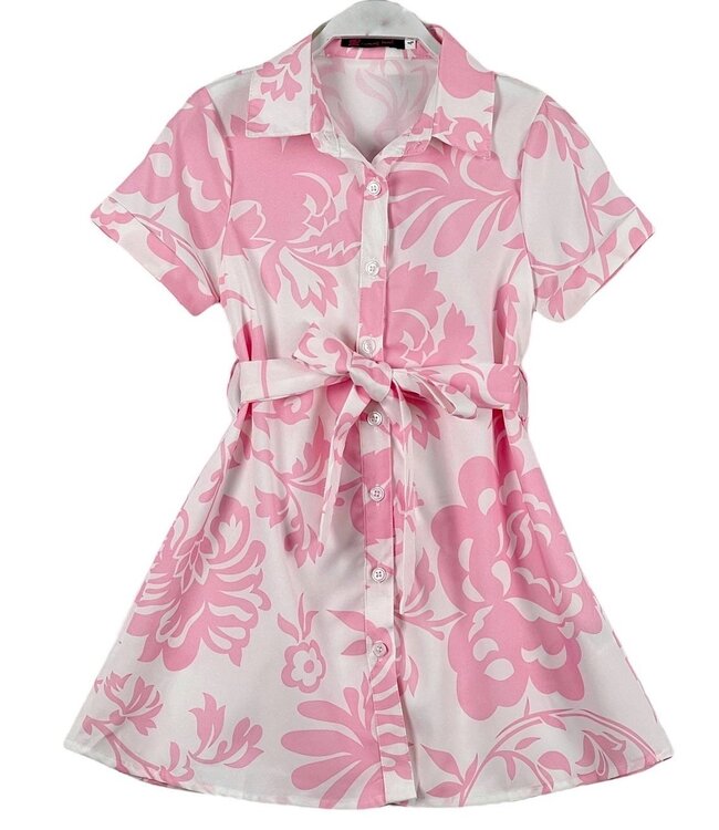 Printed blouse dress - Roze/Wit