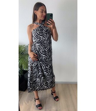 Lange jurk met een split - Zebra print