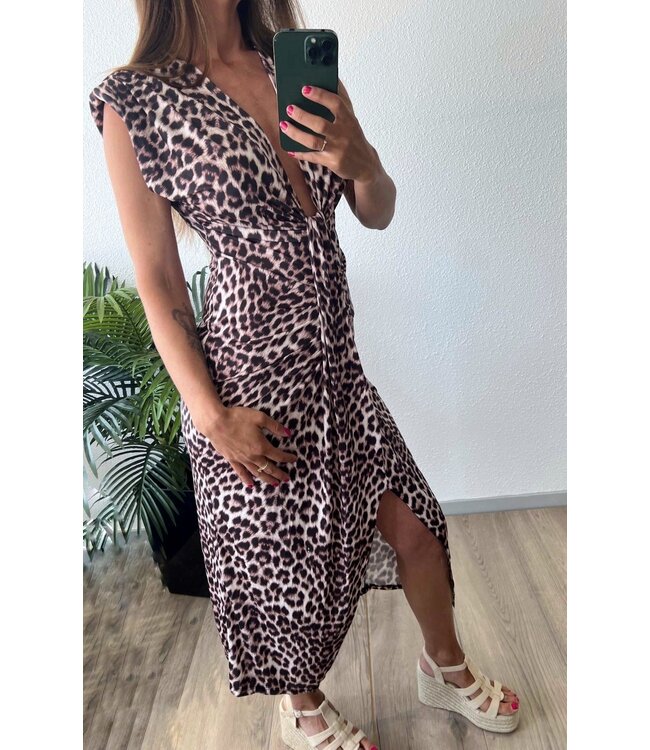 Leopard jurk met een split