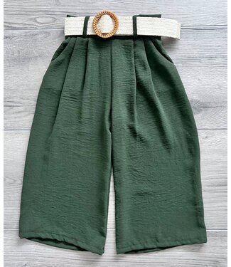 Wide leg pants met boho riem - Khaki