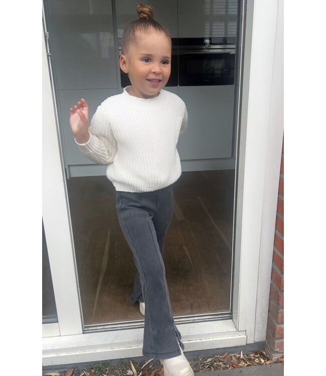 Flared broek met een split - Dk. Grijs