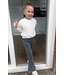 Flared broek met een split - Dk. Grijs