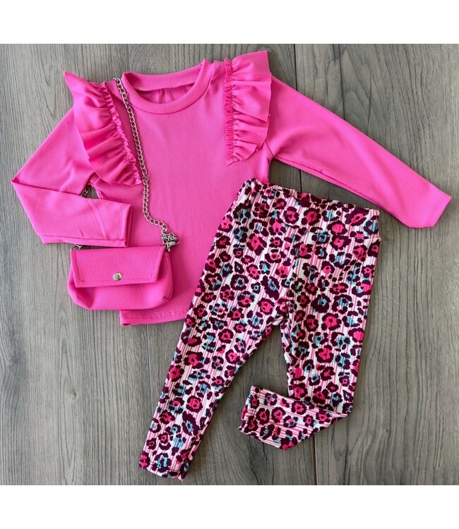 Draakjes en Boefjes Ruffle longsleeve met tasje - Roze