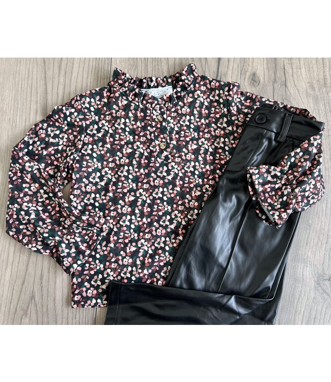 Blouse - Flowers (Zwart)