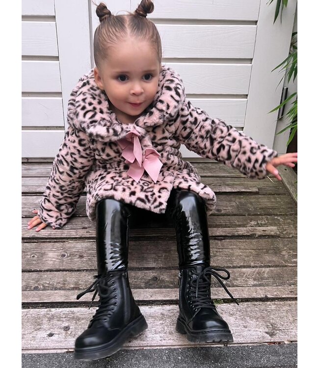 Fluffy jas - Leopardprint roze
