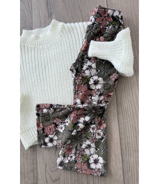 Draakjes en Boefjes Velvet flared broek met bloemenprint