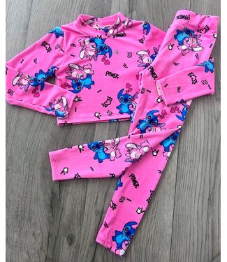 Stitch velvet set - Roze