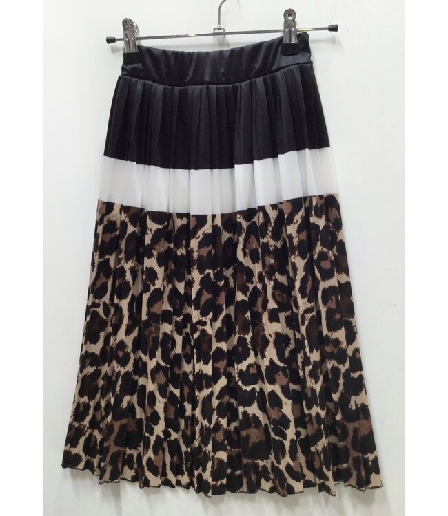 Lange plisse rok - Leopard