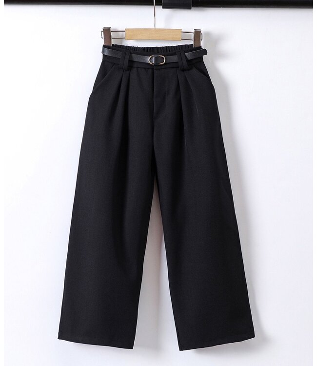 Flared pantalon met riem - Zwart
