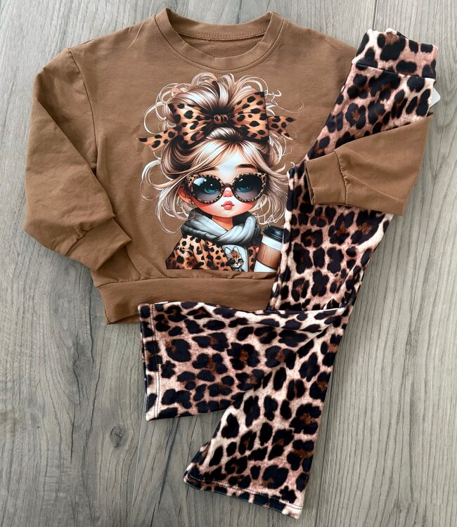 Leopard girly sweater - Marron