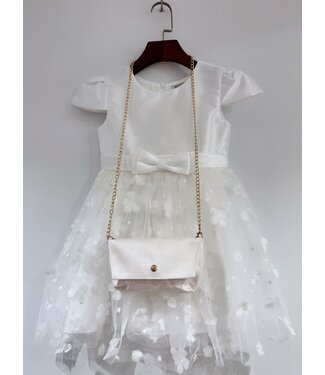 Bloemen jurk met tasje - Wit/Wit