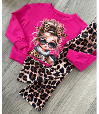 Leopard girly sweater - Fuschia
