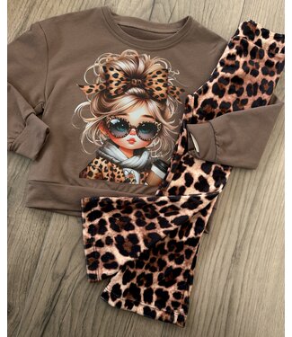 Leopard girly sweater - Taupe