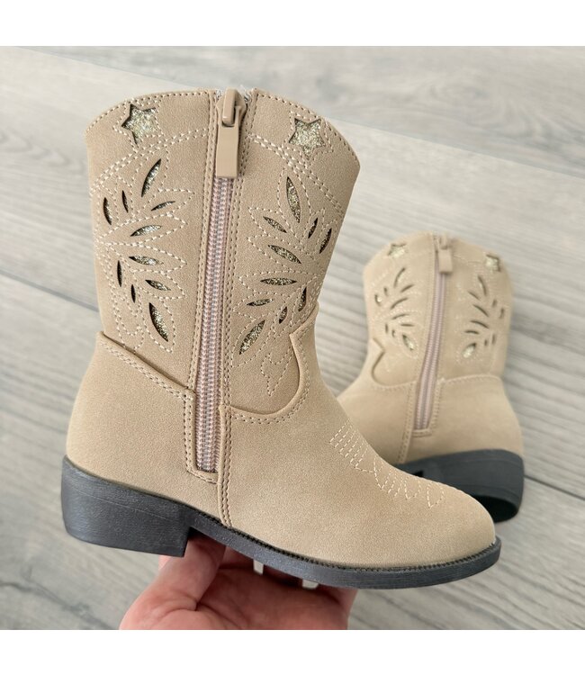 Cowboylaarzen met Glitterdetails  - Taupe (Verzenddatum 26 juni)