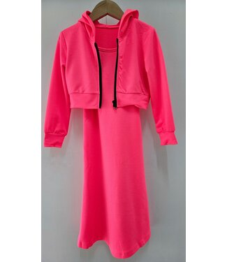 Make my day Dress (met vest) - Fuchsia