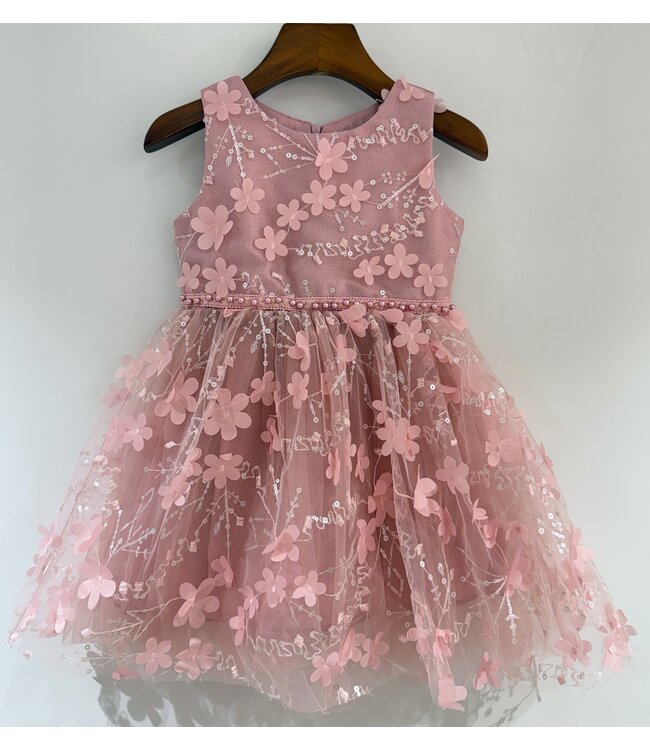 Bloemen jurk  - Oud Roze