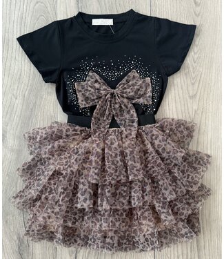 Leopard Tule skirt Set - Zwart
