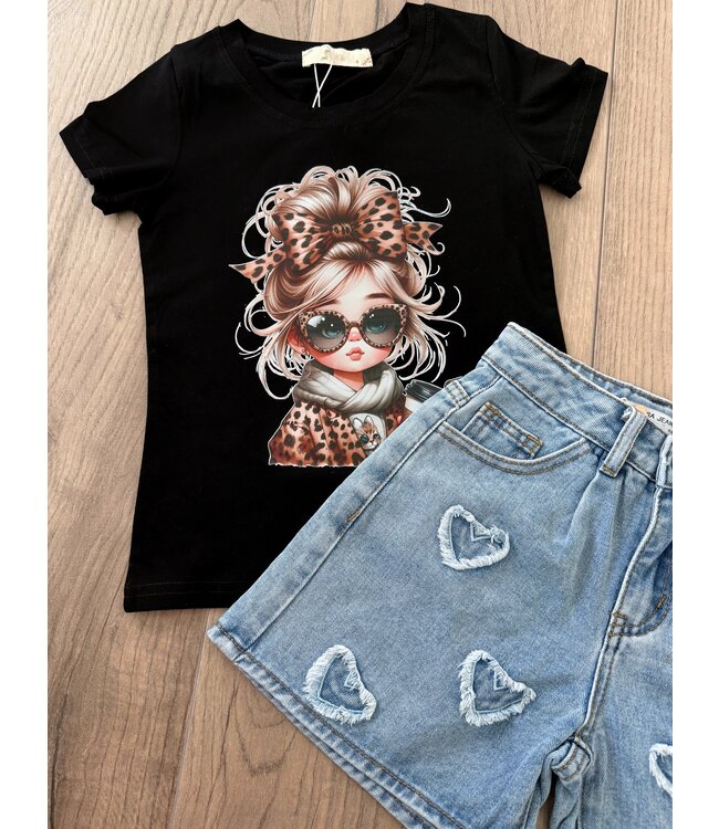 Leopard girly T-Shirt - Zwart