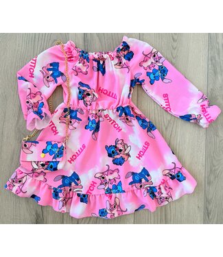 Stitch jurkje met tasje - Donker Roze