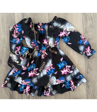Stitch jurkje met tasje - Zwart