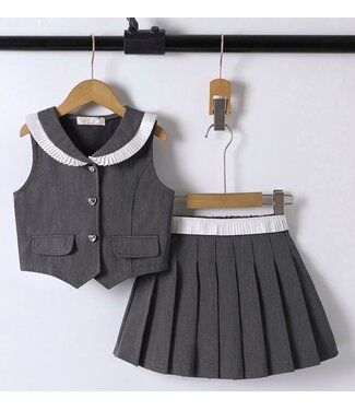 Gilet skirt Set - Dk. Grijs