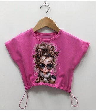 Leopard girly Top - Fuschia