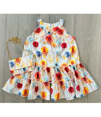 Gekleurde Rozen Jurk (met tasje)