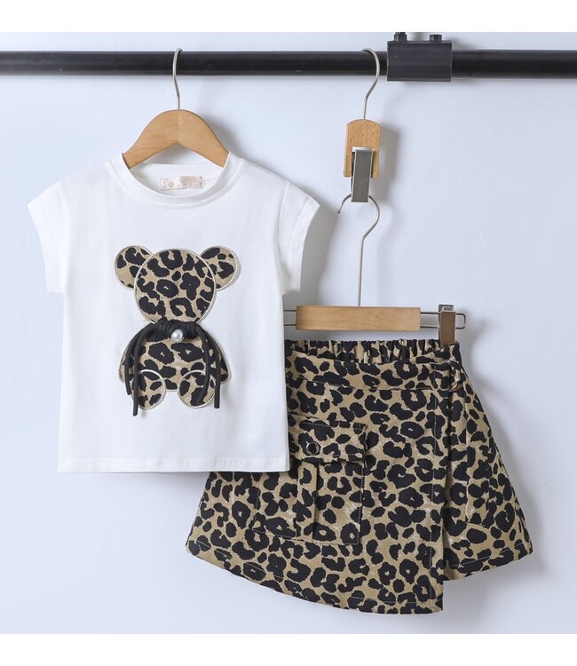 Leopard Bear skort Set - Wit