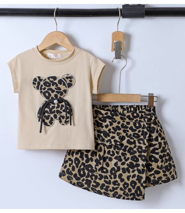 Leopard Bear skort Set - Beige