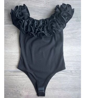 Body Met Ruches (Korte mouw) - Zwart