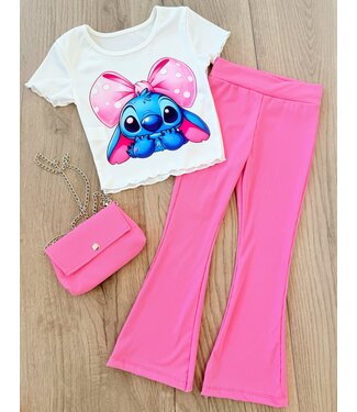 Stitch flared set (Met tasje) - Roze