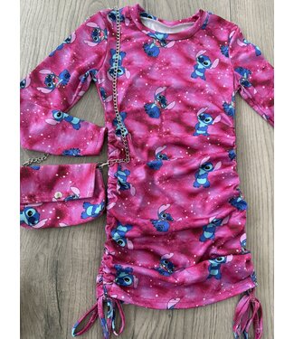Stitch jurkje met tasje - Fuschia