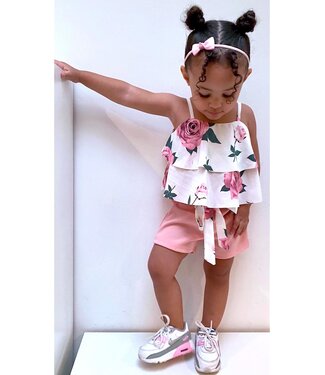 Short Flower set - Wit/Roze