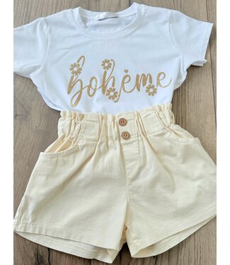 Boheme Shirt & Short Set - Beige Glitters