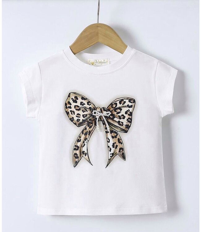 Leopard T-Shirt met strik - Wit