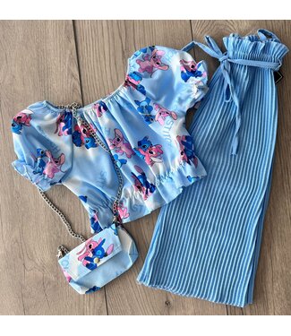 Stitch 3-delige plisse set - Blauw