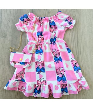 Stitch jurkje met tasje - Fuschia