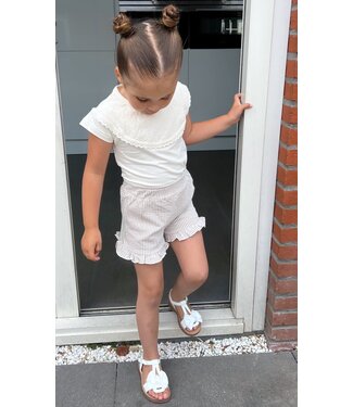 Dirkje  Korte broek met ruches - Bruin/Wit