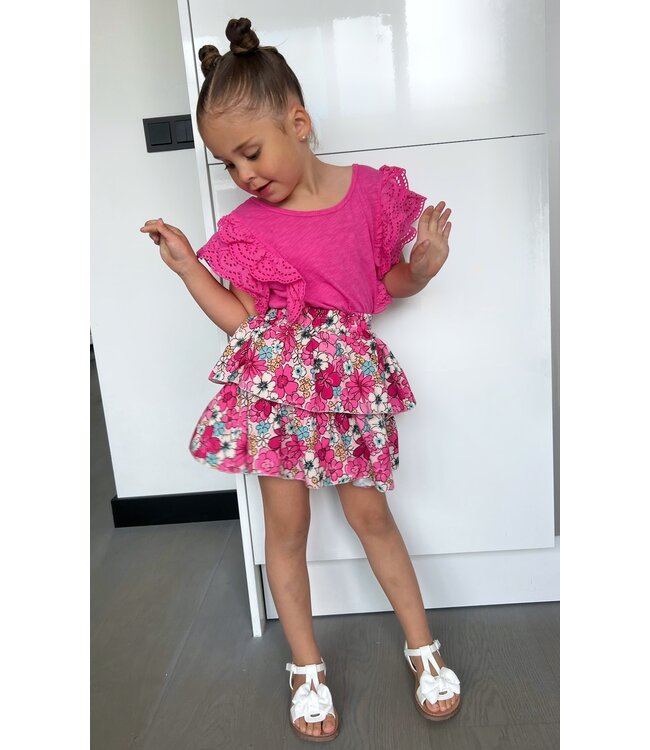Draakjes en Boefjes Basic Ruffle Top - Fuchsia