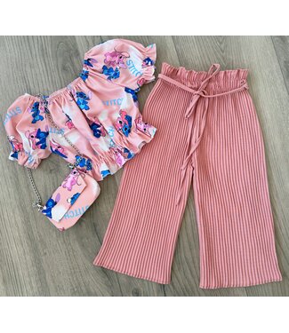 Stitch 3-delige plisse set - Roze
