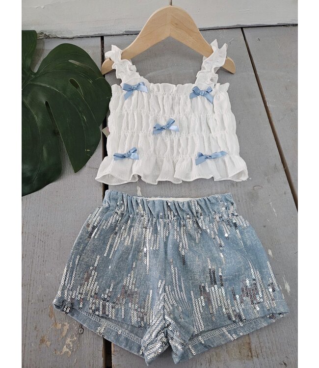 Paillets Denim & Bow Set