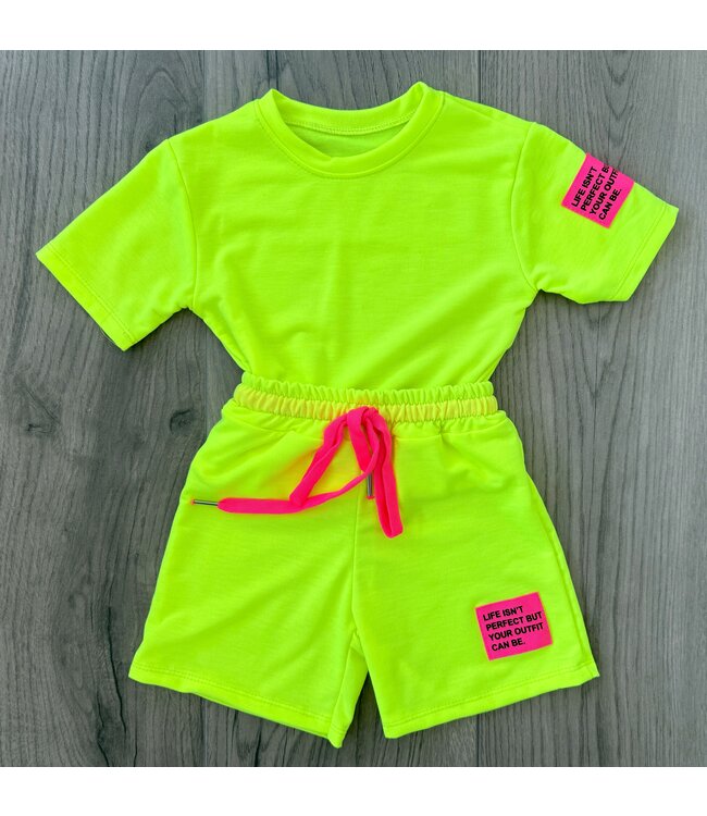 Short Set  - Neon Geel